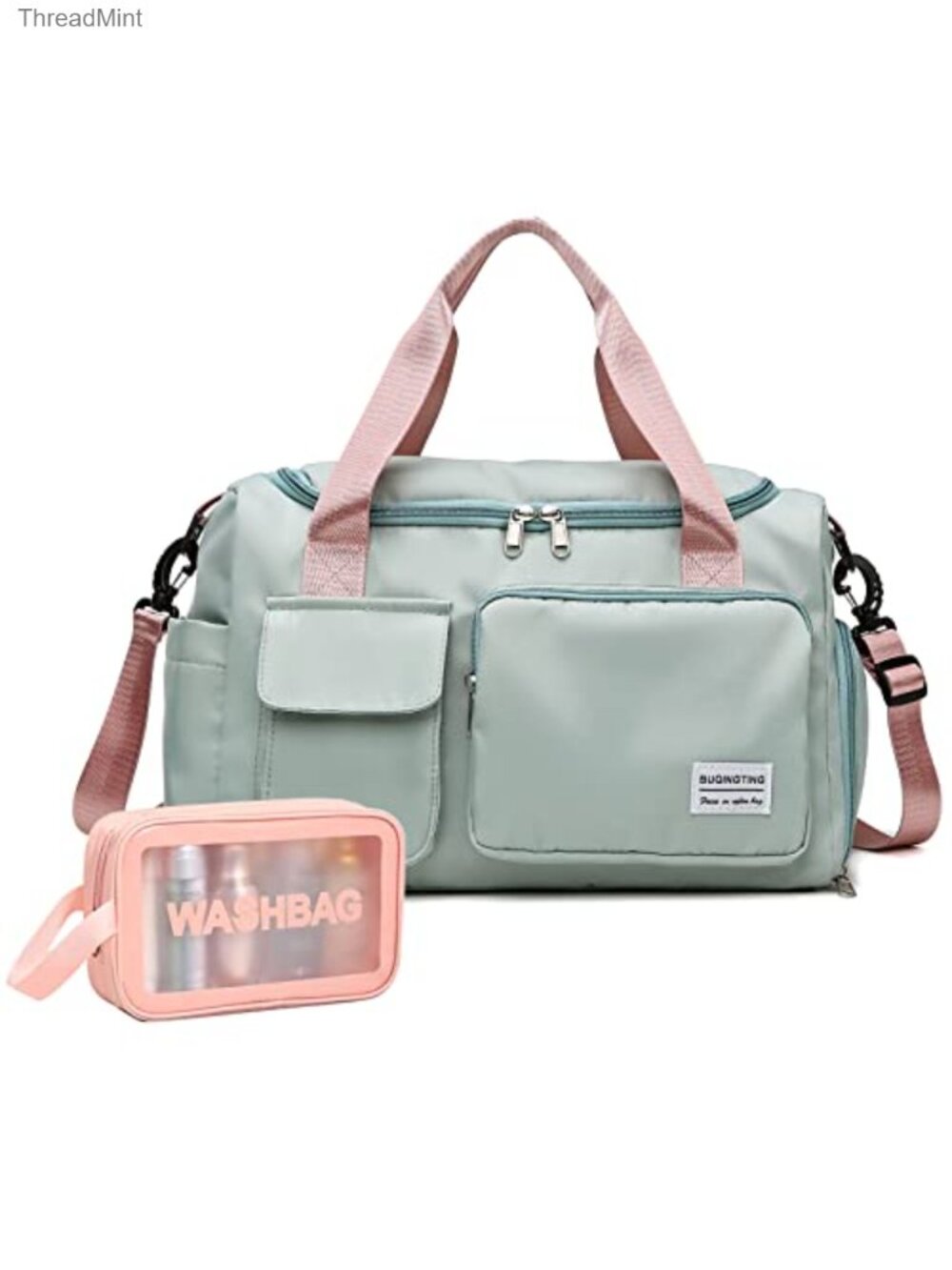 Nylon Gym Bag with Shoe Compartment, Travel Duffle Weekender, Toiletry Bag
